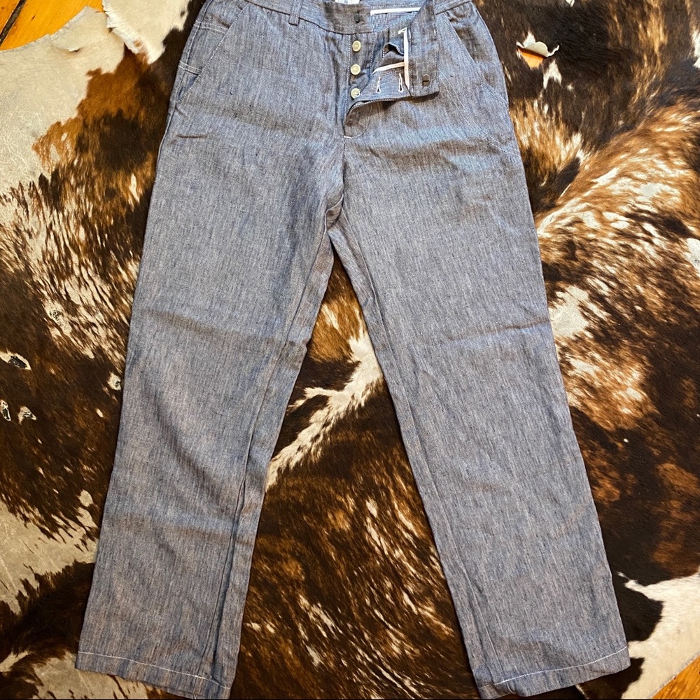 Gianfranco Ferré Blue linen pants wide leg